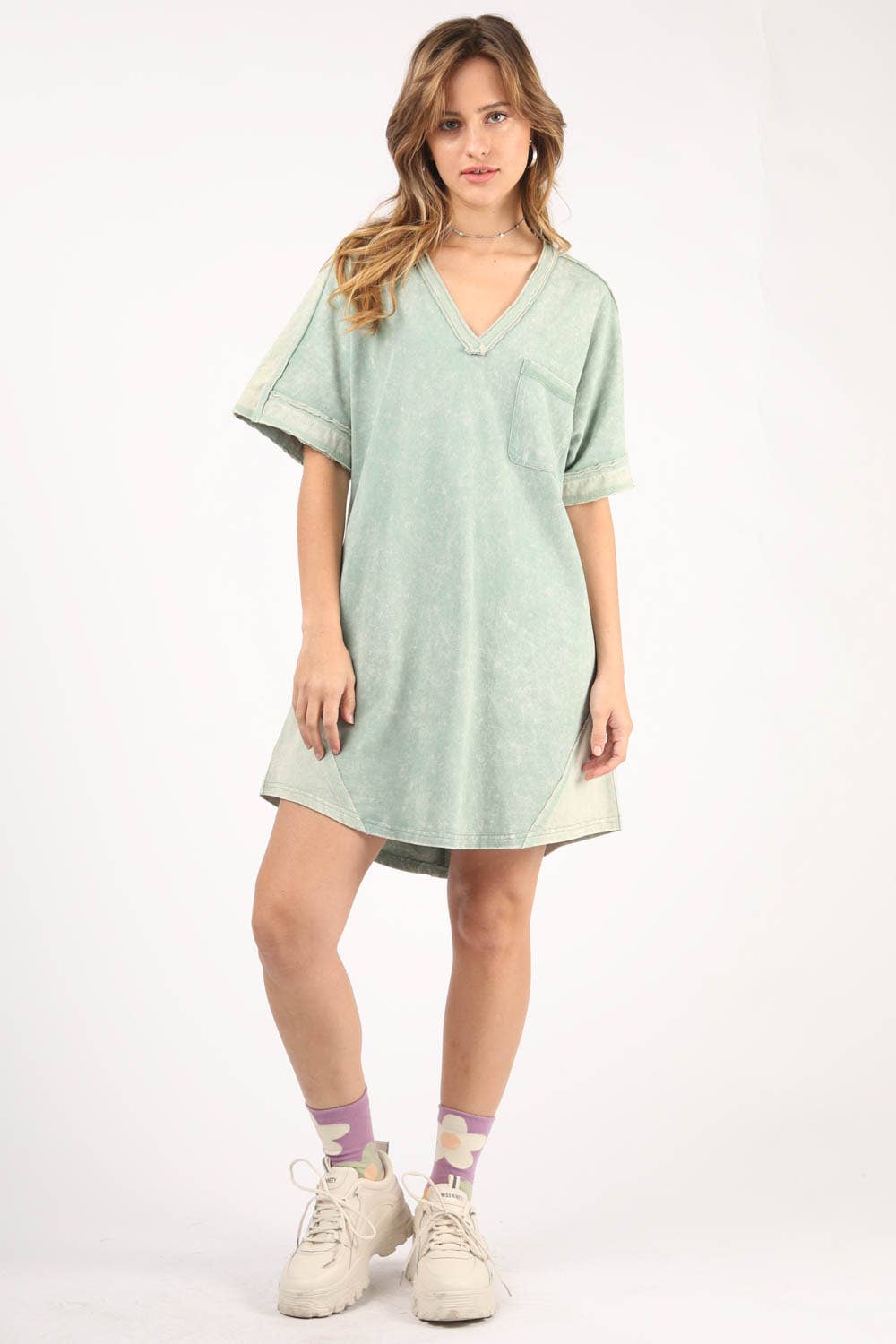 Tess Oversized  Washed T-shirt Knit Dress