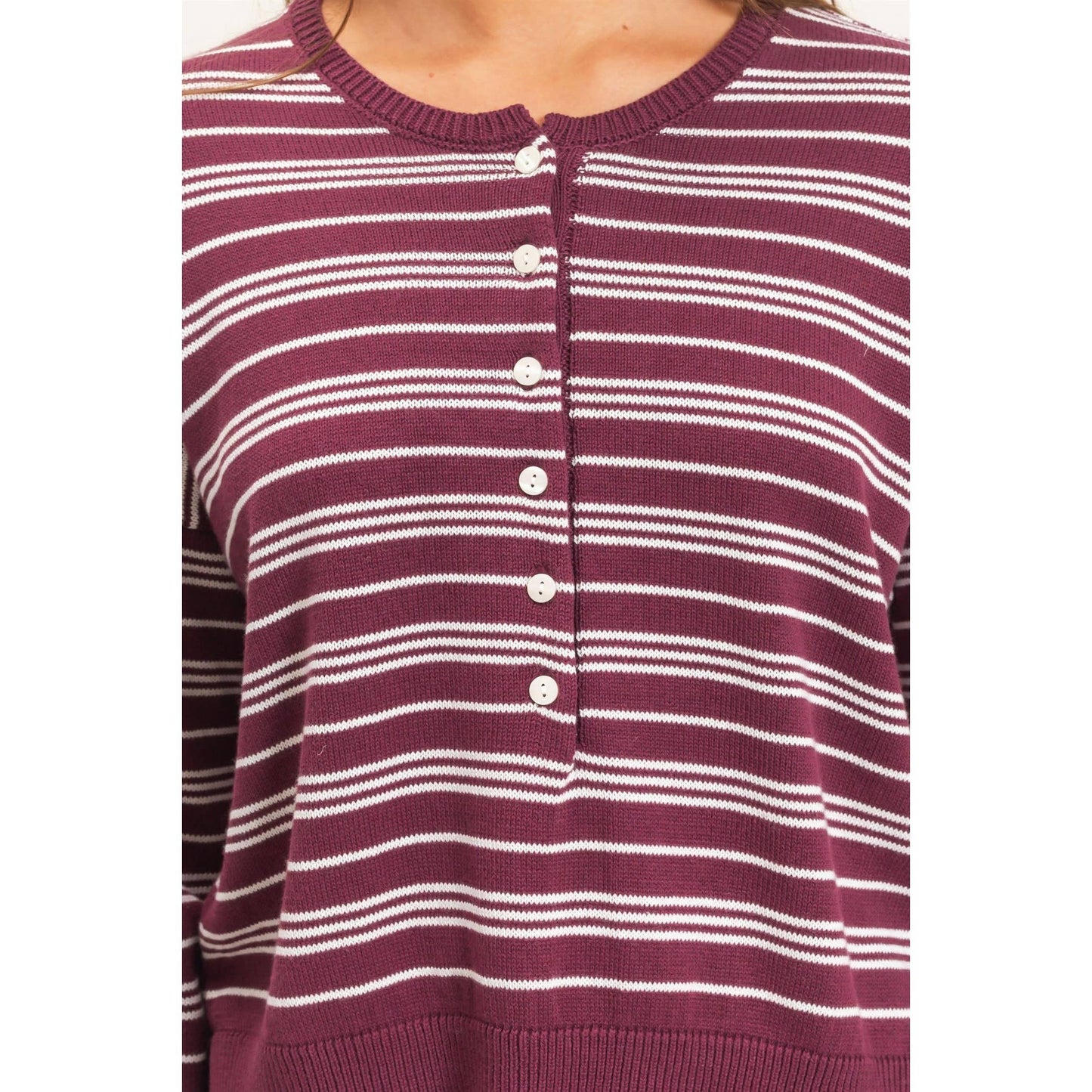 Jane Striped Henley Sweater