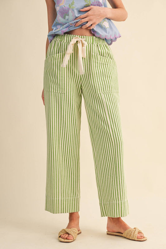 Striped Drawstring Pull On Pants