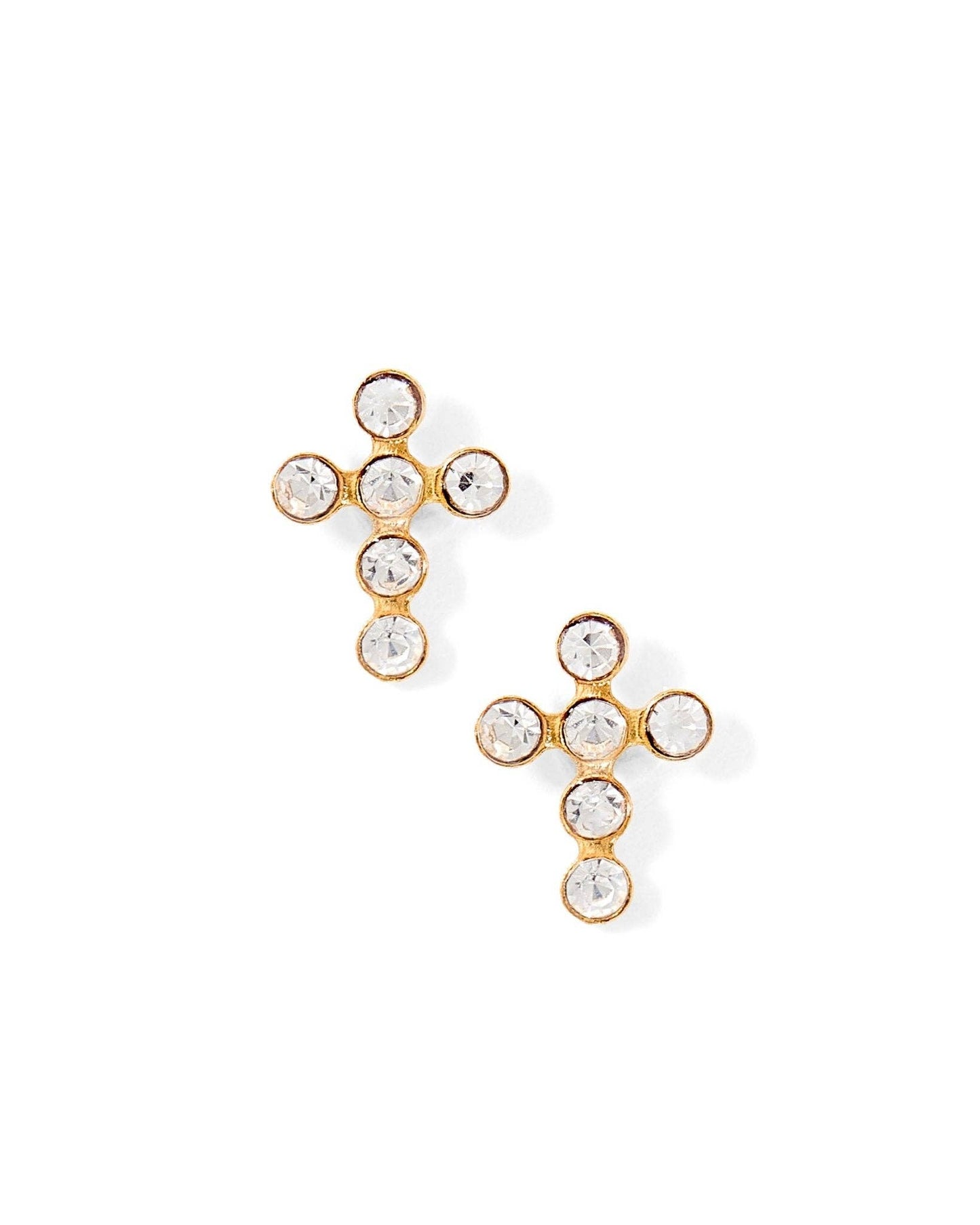 Screwback Stud Earrings - Clara Cross Gold Sparkle