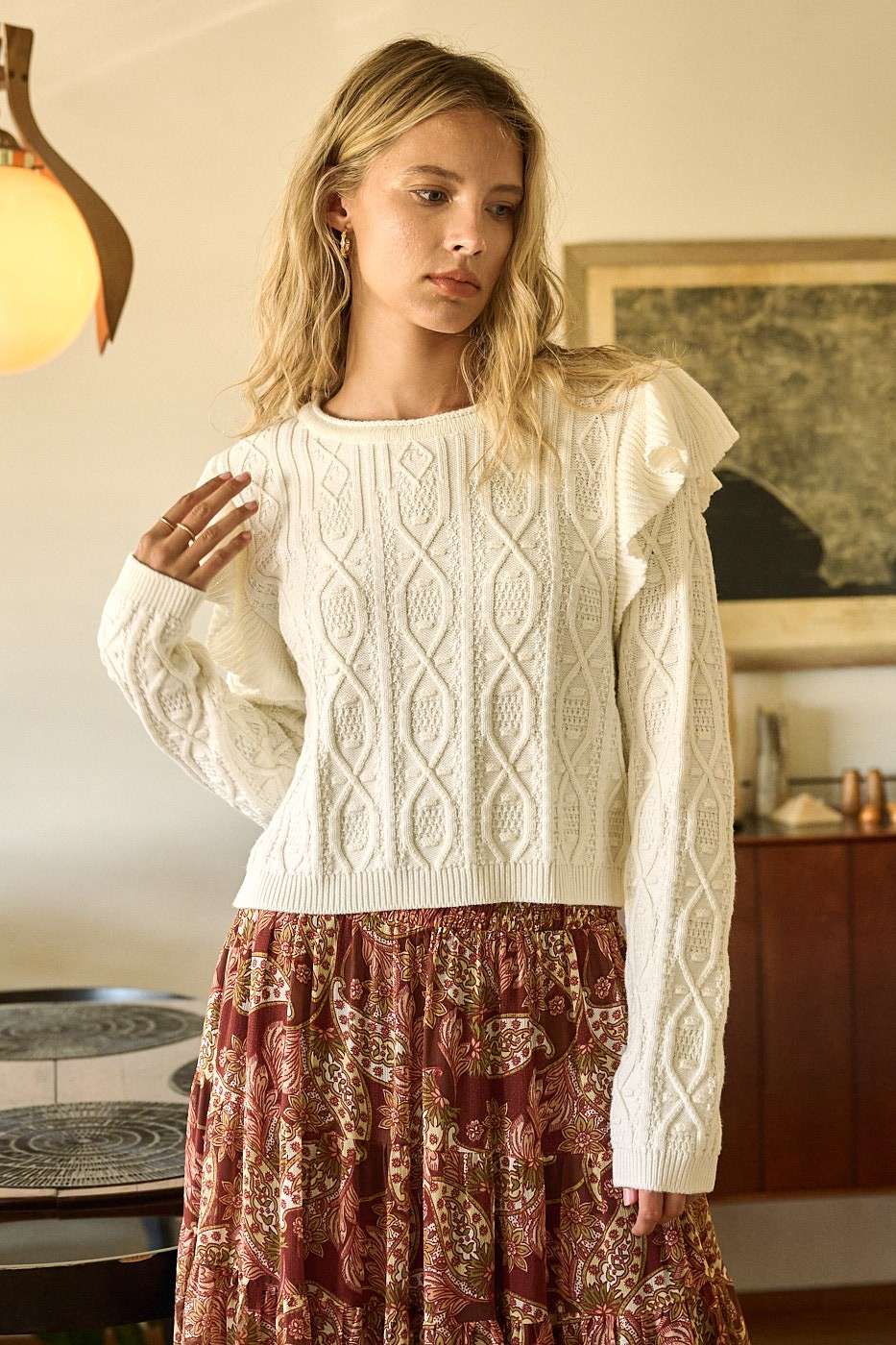 Laura Beth Ruffle Shoulder Sweater