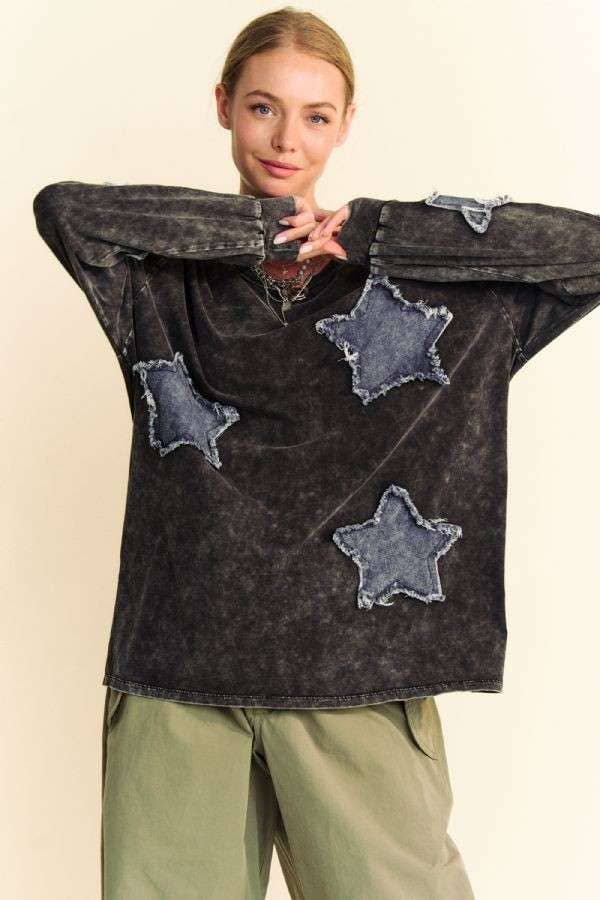 Mineral Washed Star Patch Plus Top