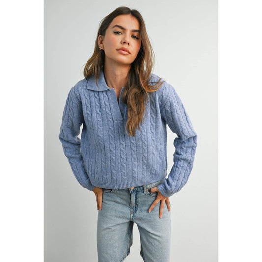 Brook Cable Collared Sweater