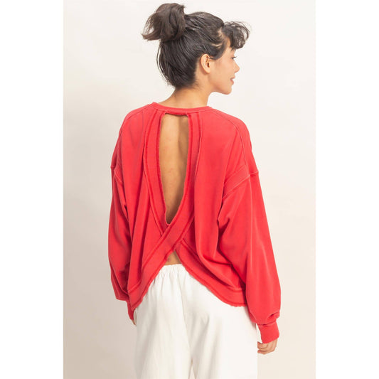 Livie Oversized Cross Detail Open Back Top