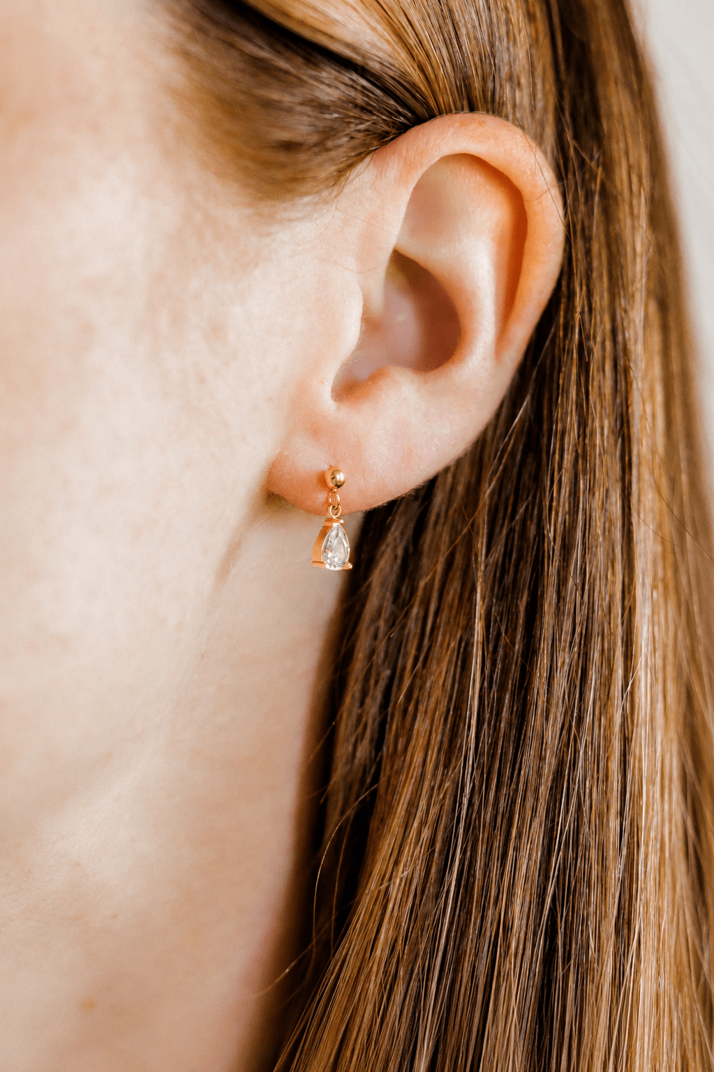 Screwback Stud Earrings - Millie Teardrop CZ Gold
