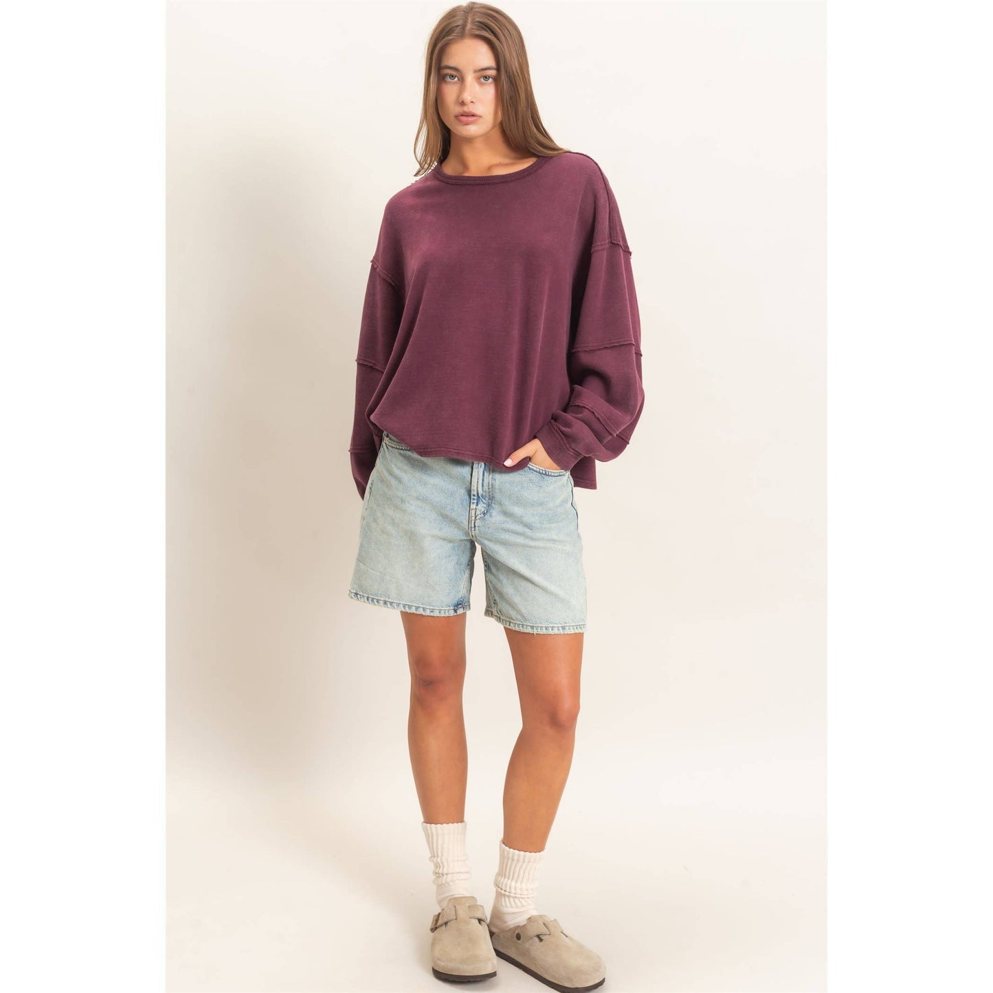 Mineral Washed Oversized Crew Neck