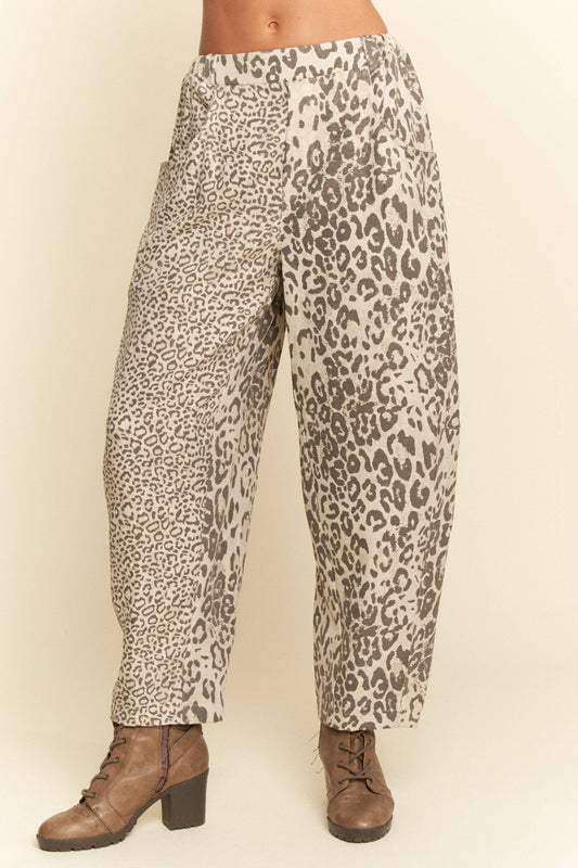 The Leopard Pull on Barrel Pant