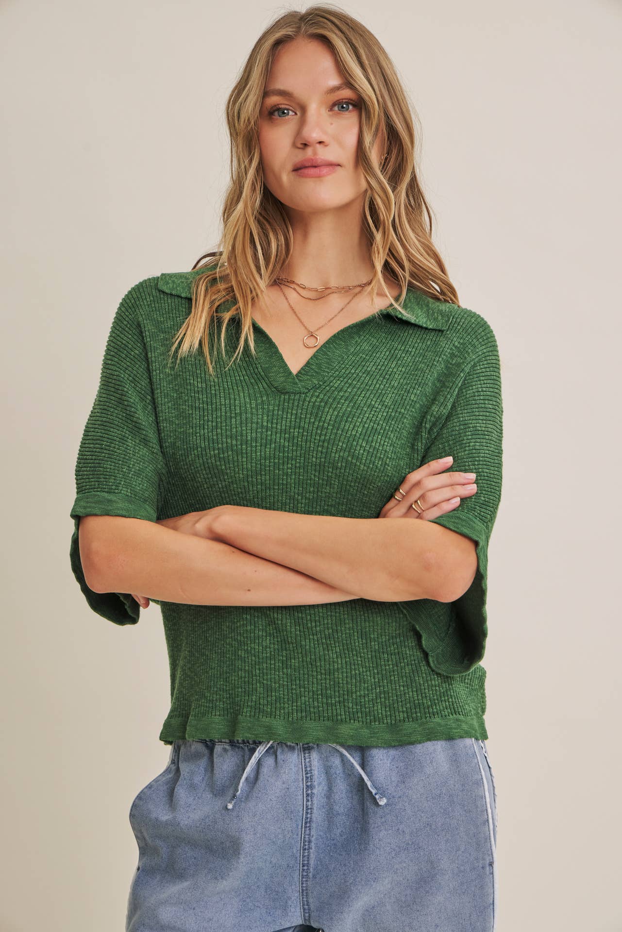 Claire Relaxed Slub Rib Dolman Sweater