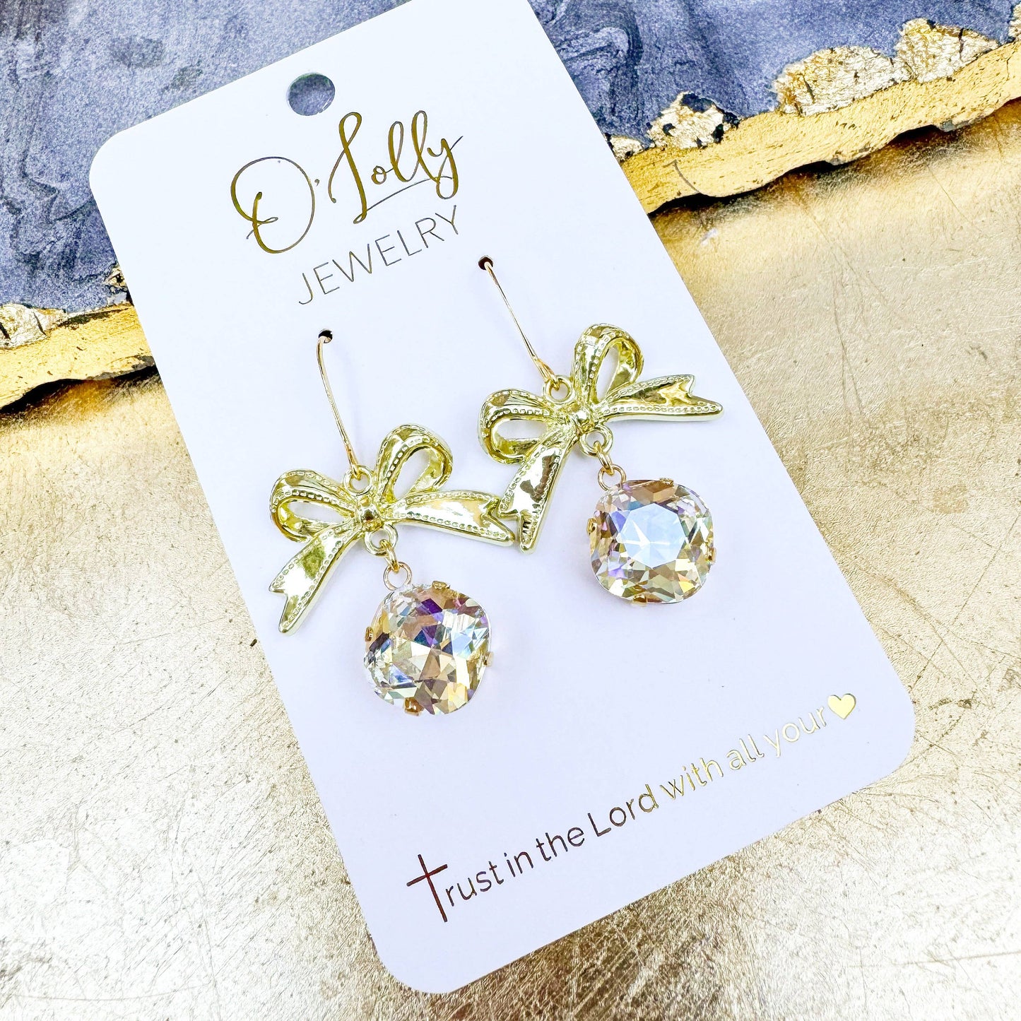 “Bella” Gold Bow Earrings