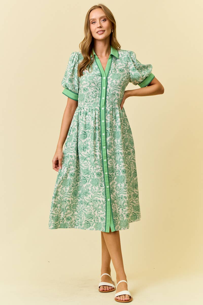 Kat Floral Midi Shirt Dress