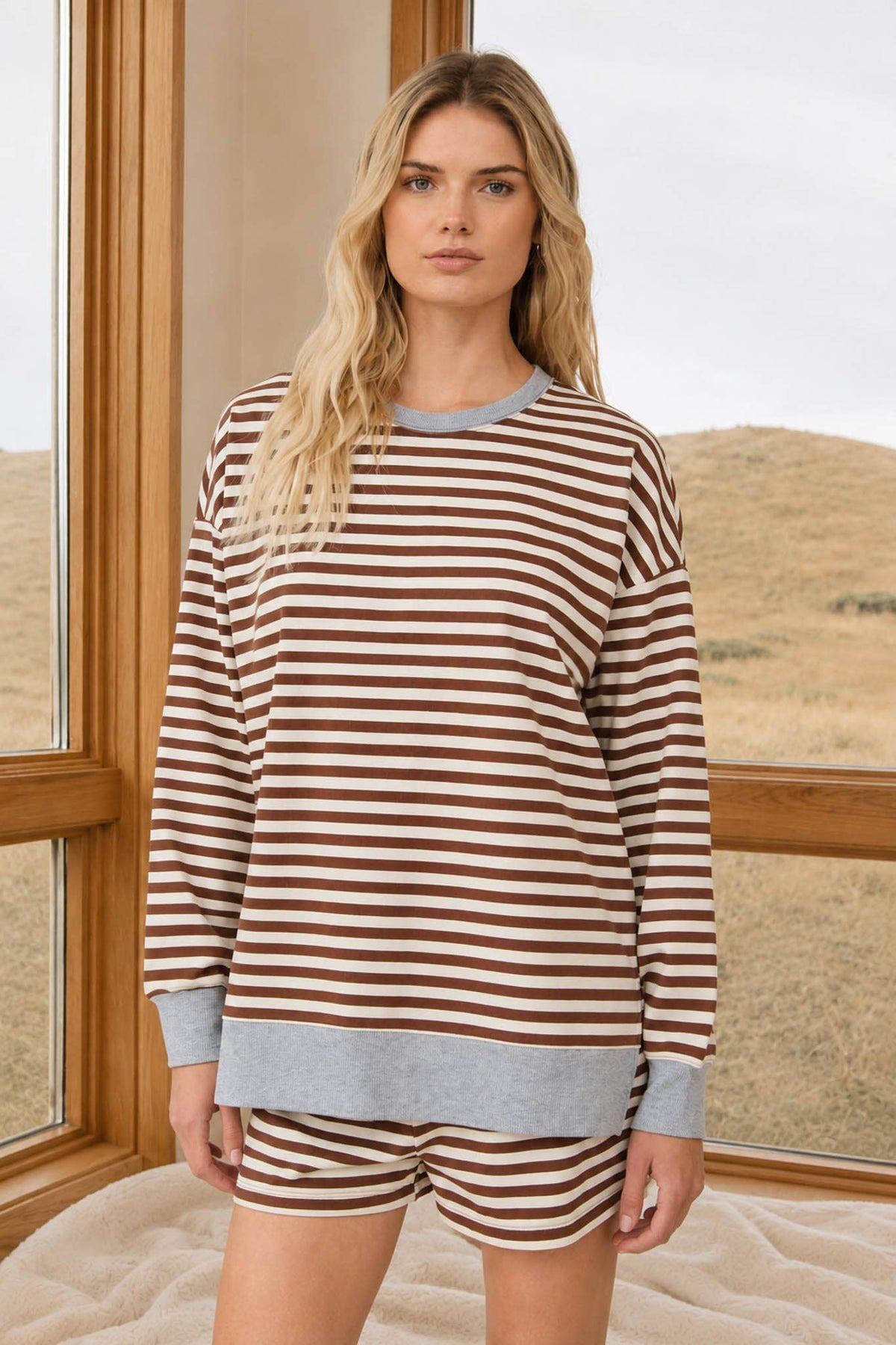 Jenny Long Sleeve Contrast Crew