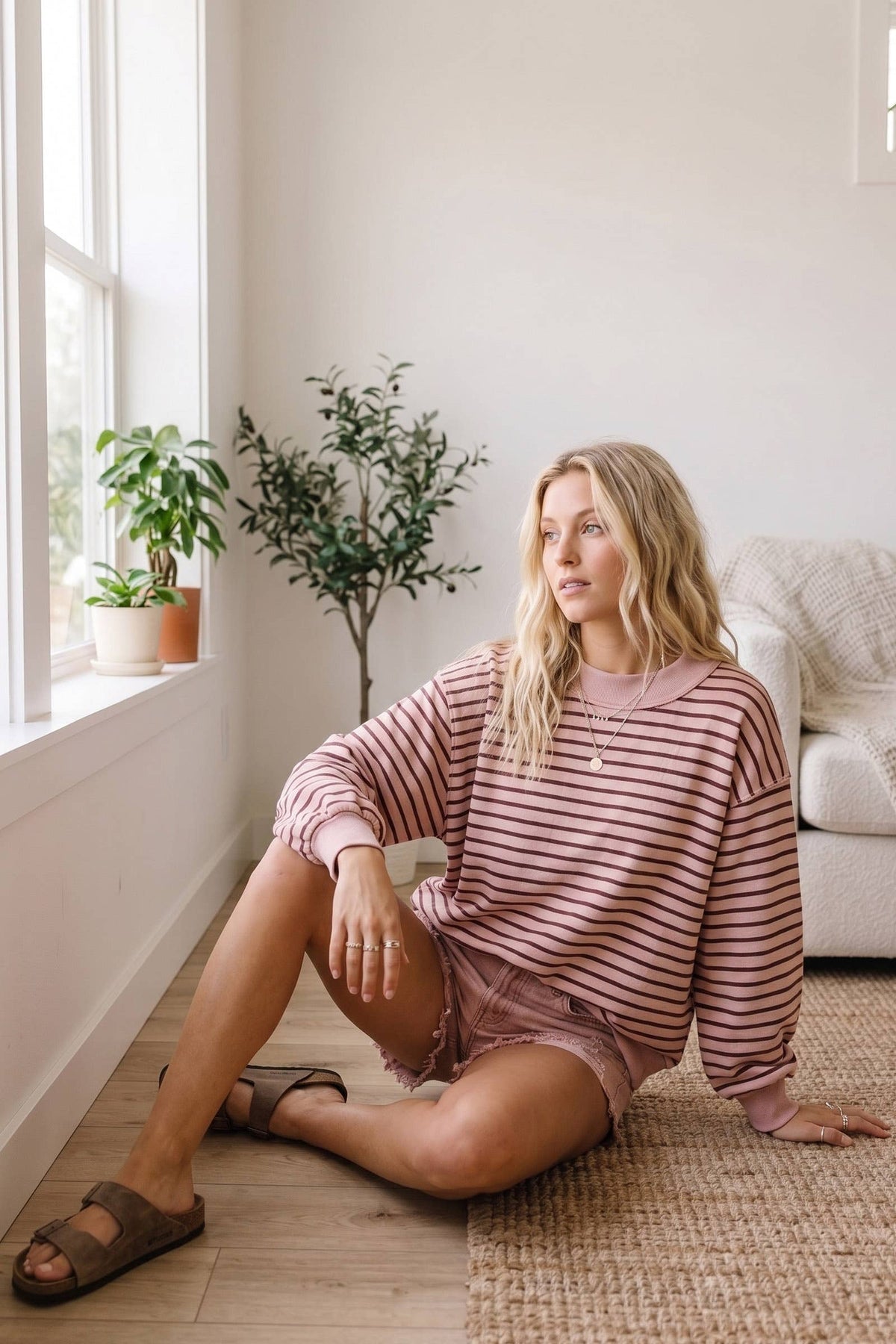 Sonny Oversized French Terry Striped Pullover