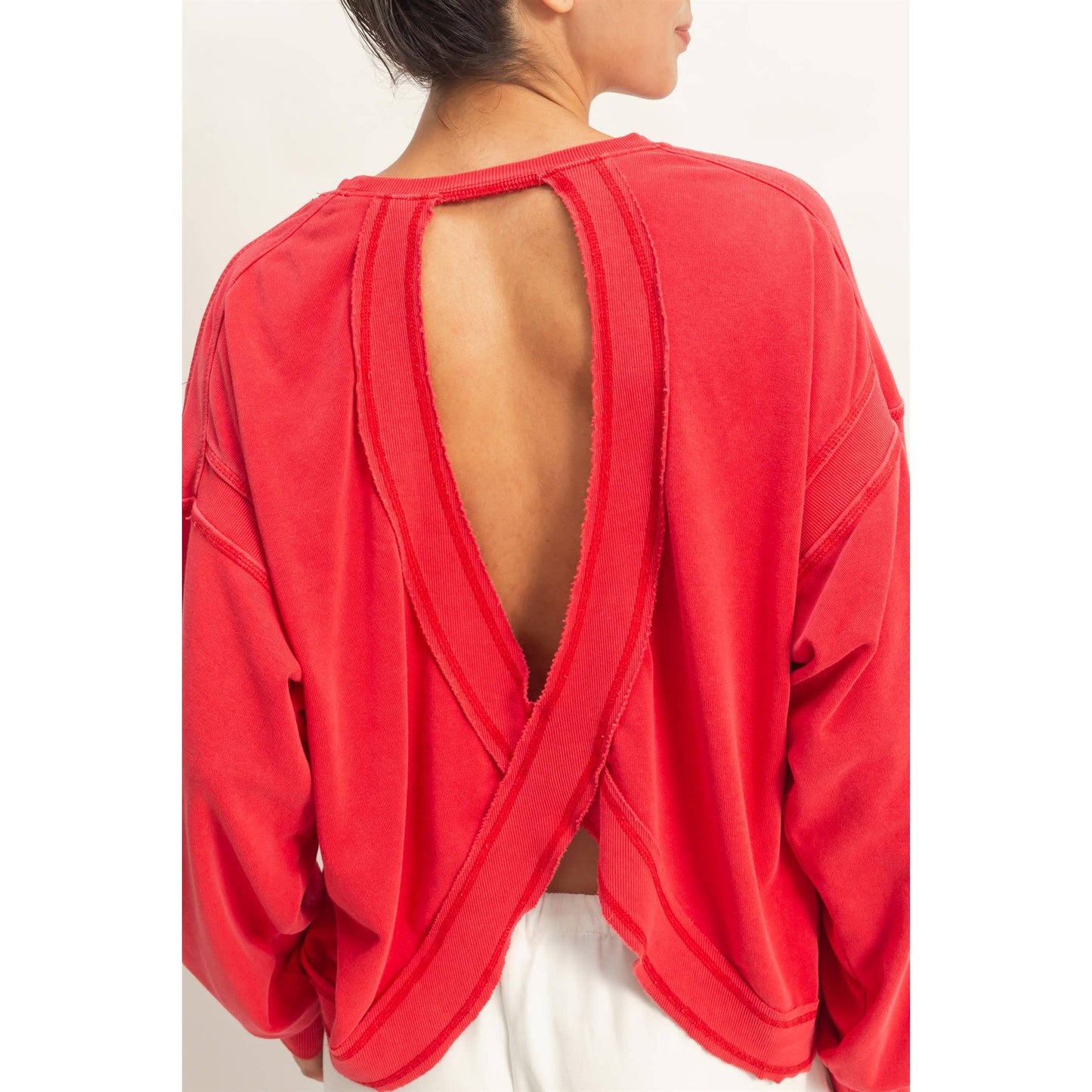 Livie Oversized Cross Detail Open Back Top
