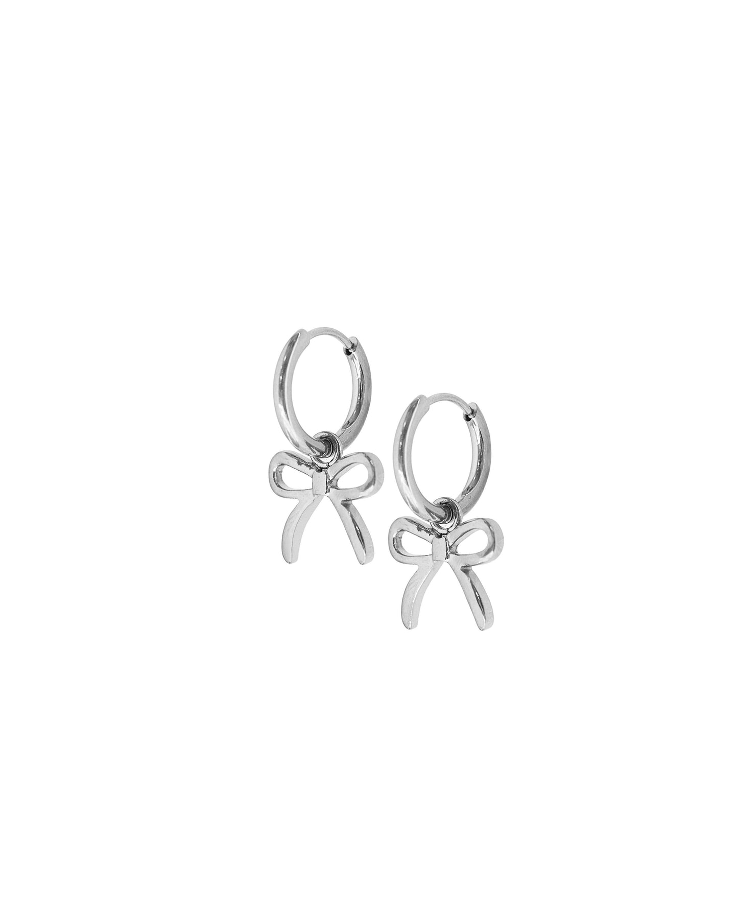 Huggie Charm Earrings - Sadie Bow Silver