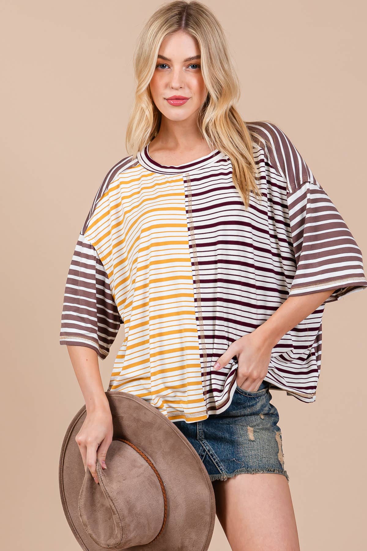 Julie Striped Knit Oversized Tee