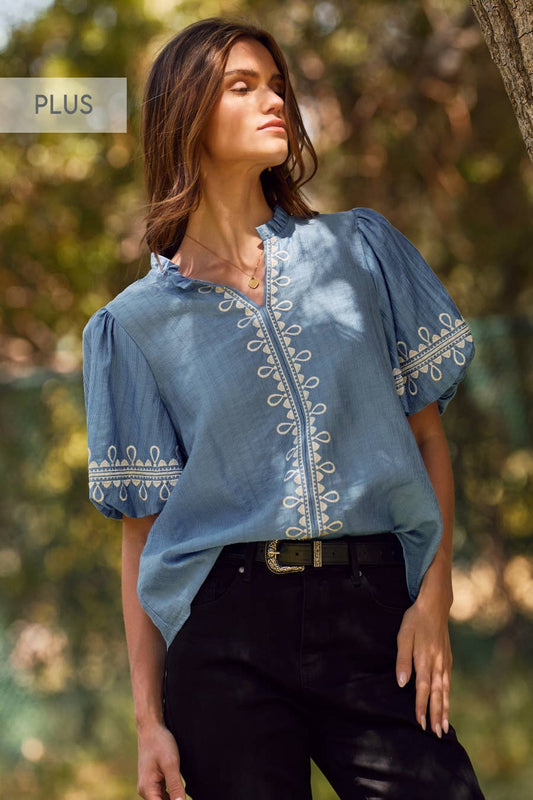 Lauren Embroidered Plus Blouse