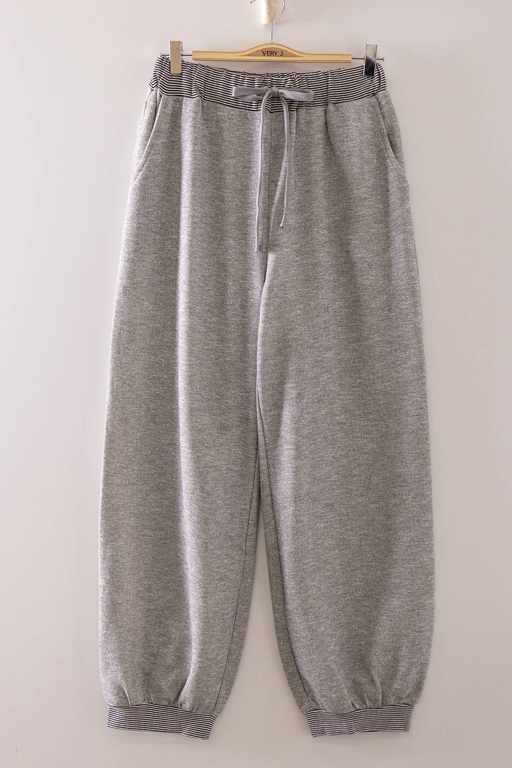 Rib Trim Heathered Knit Set