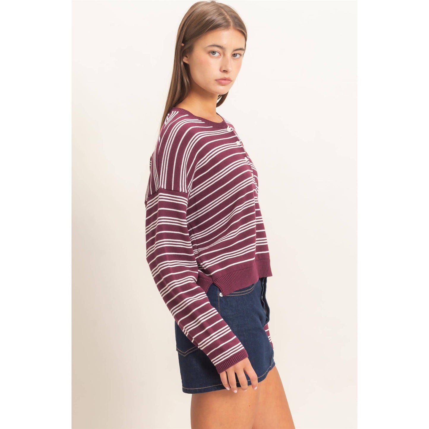 Jane Striped Henley Sweater