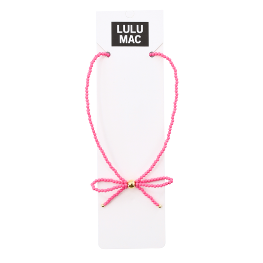 LULU Bow Necklace HOT PINK