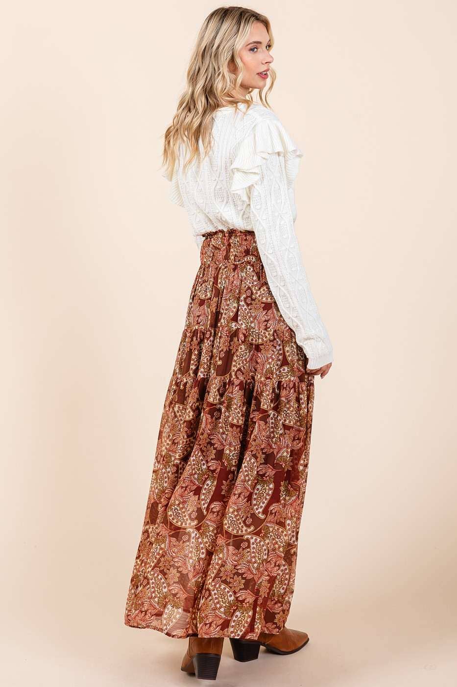 Paisley Boho Maxi  Skirt