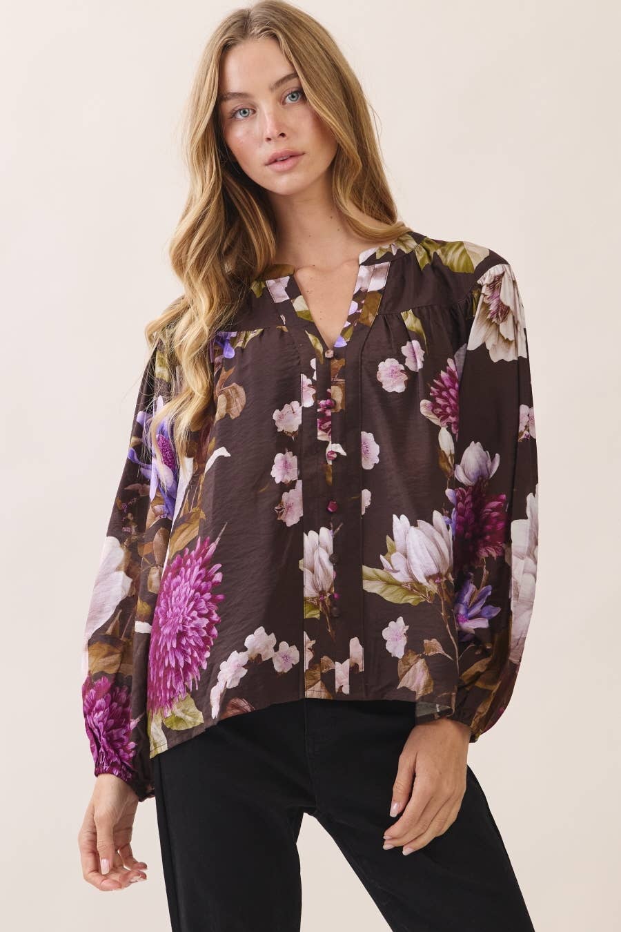 Floral Print Plus Blouse