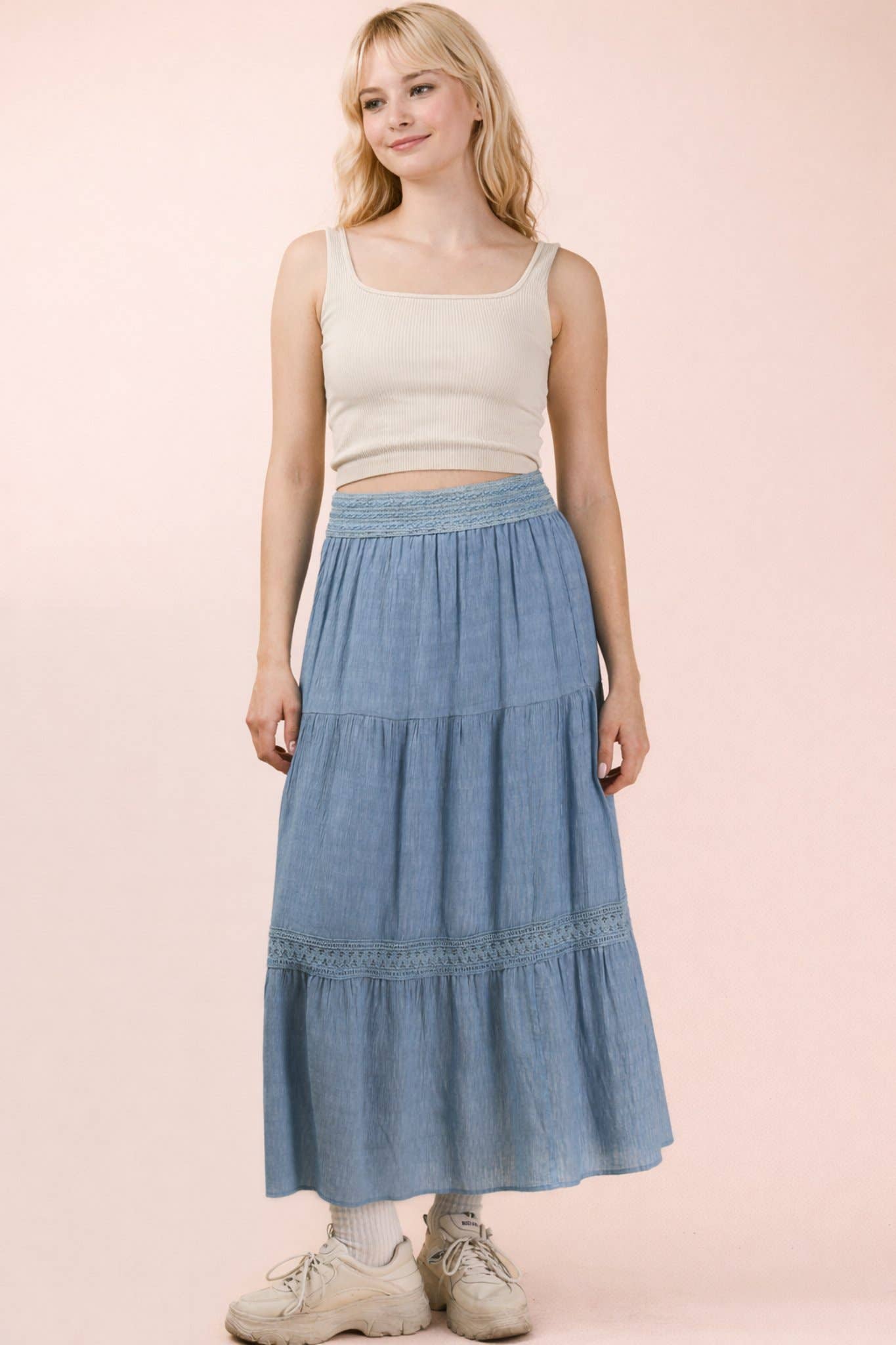 Layered Solid Maxi Skirt