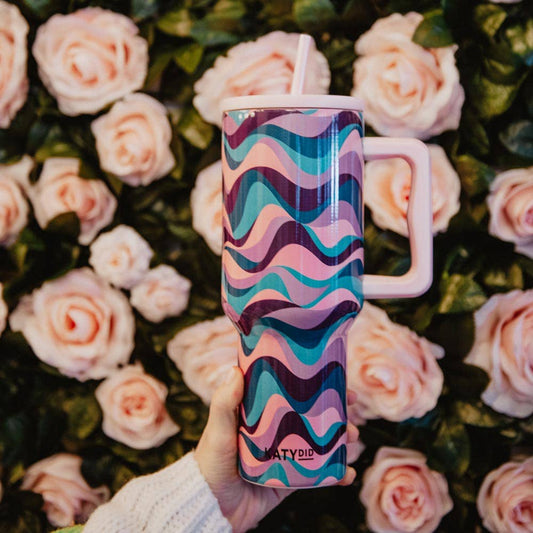 Pink Purple Green Swirl Tumbler