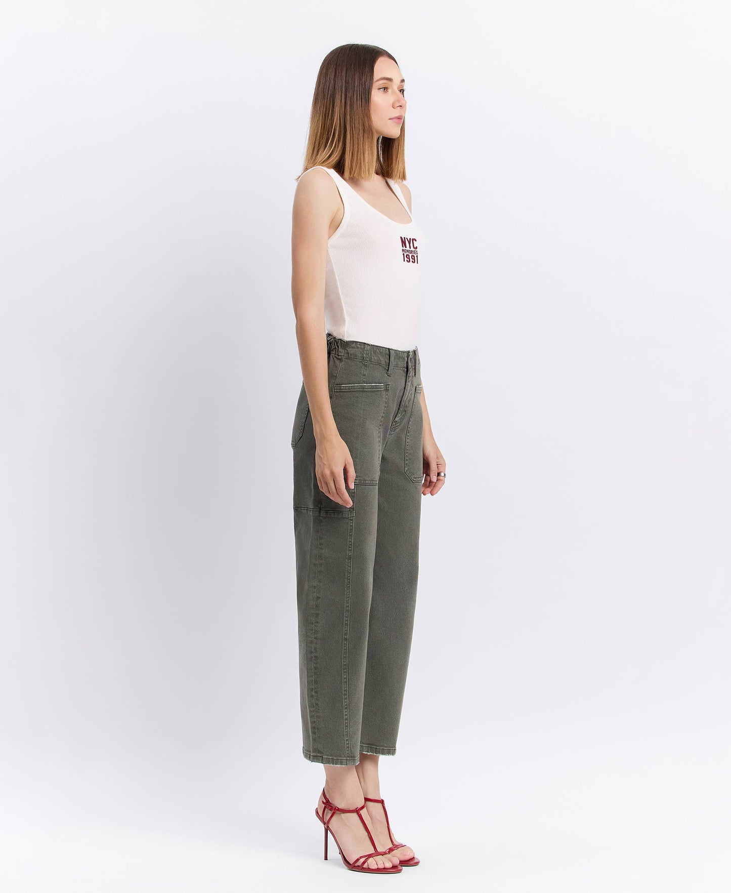 The High Rise Elastic Band Barrel Jean