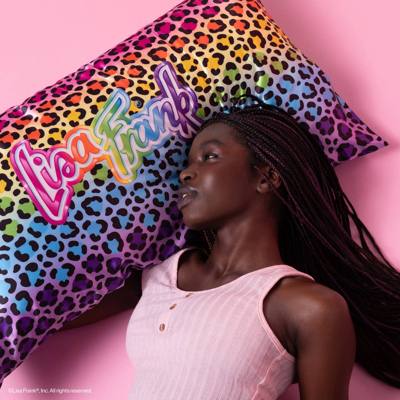 Lisa Frank x Kitsch Standard Satin Pillowcase - Rainbow Leopard
