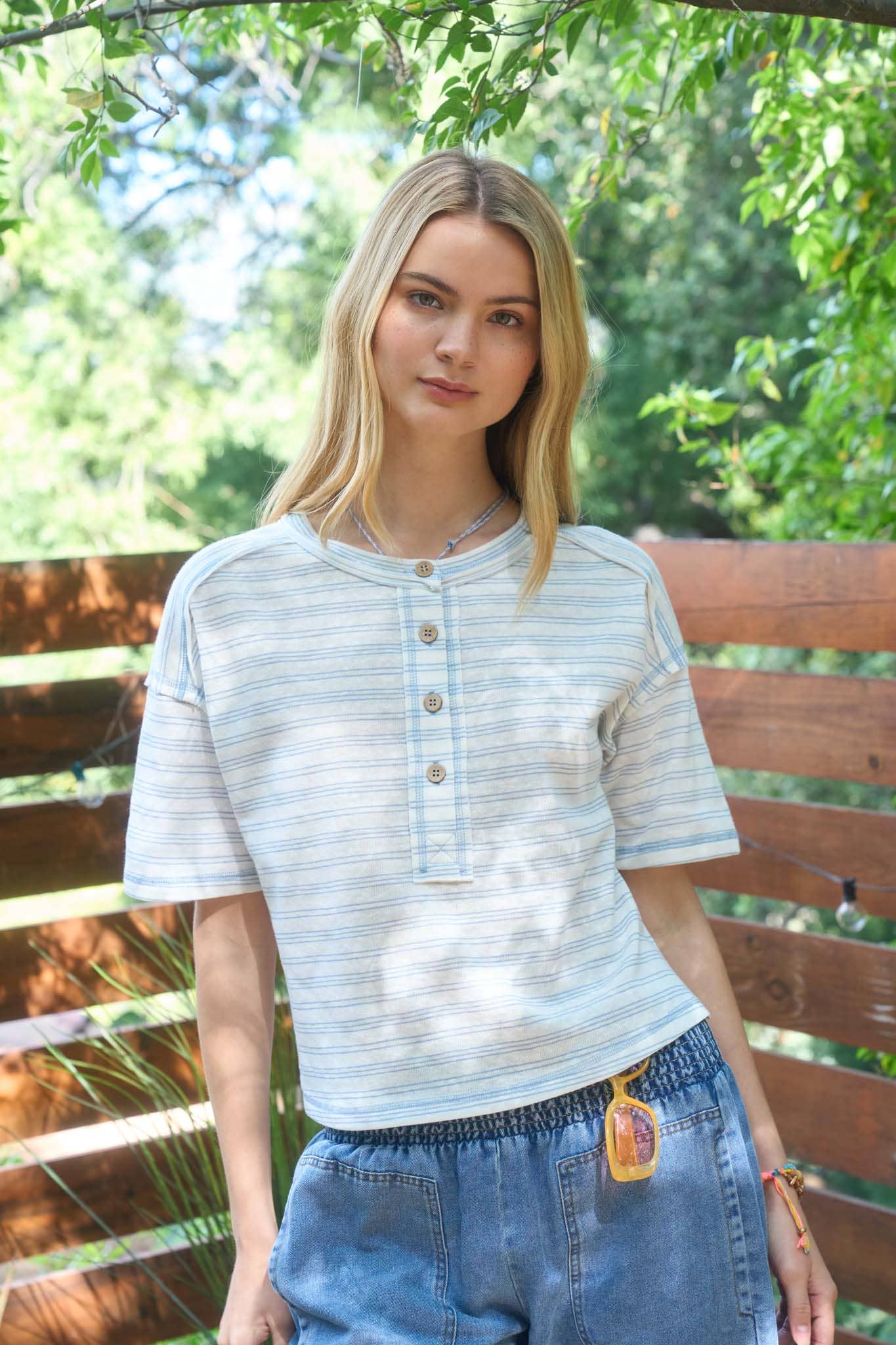 Jerri Striped Henley Top