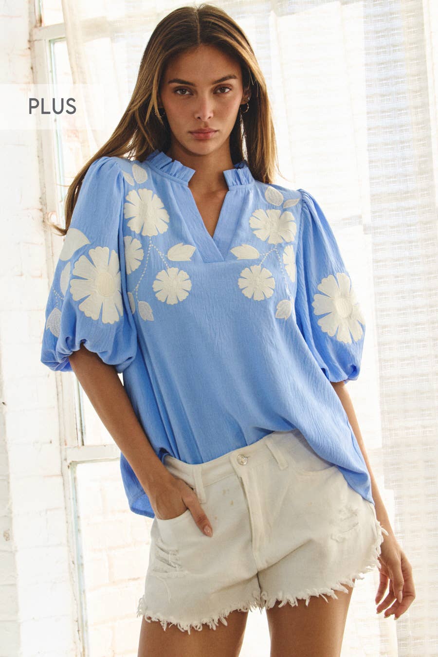 Bubble Sleeve Plus Blouse