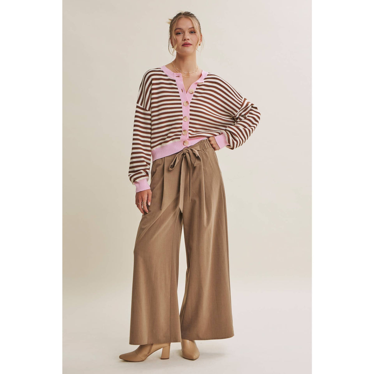 Pink Latte Stripe Cardigan