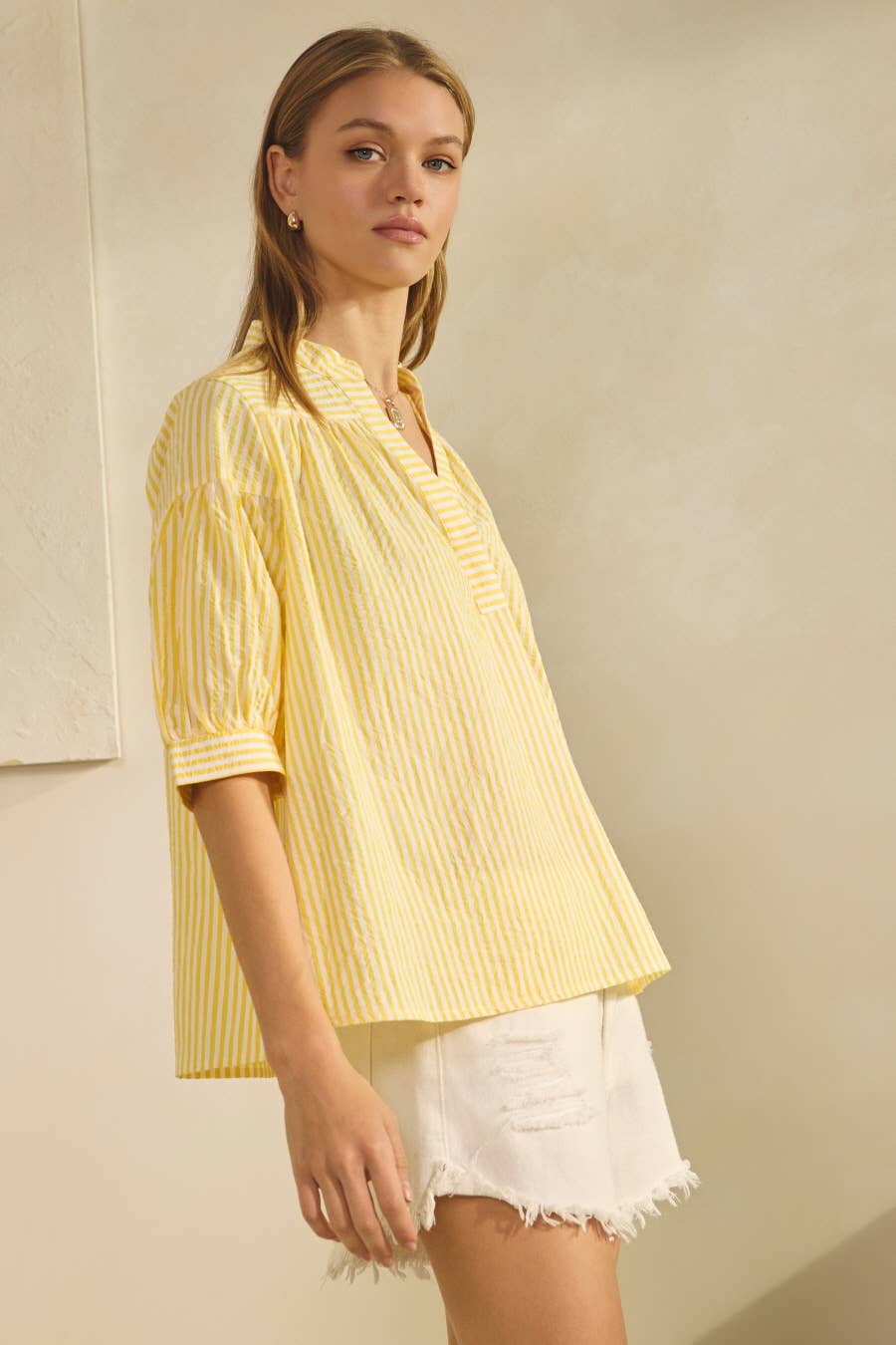 Jolie Striped Split Neck Top
