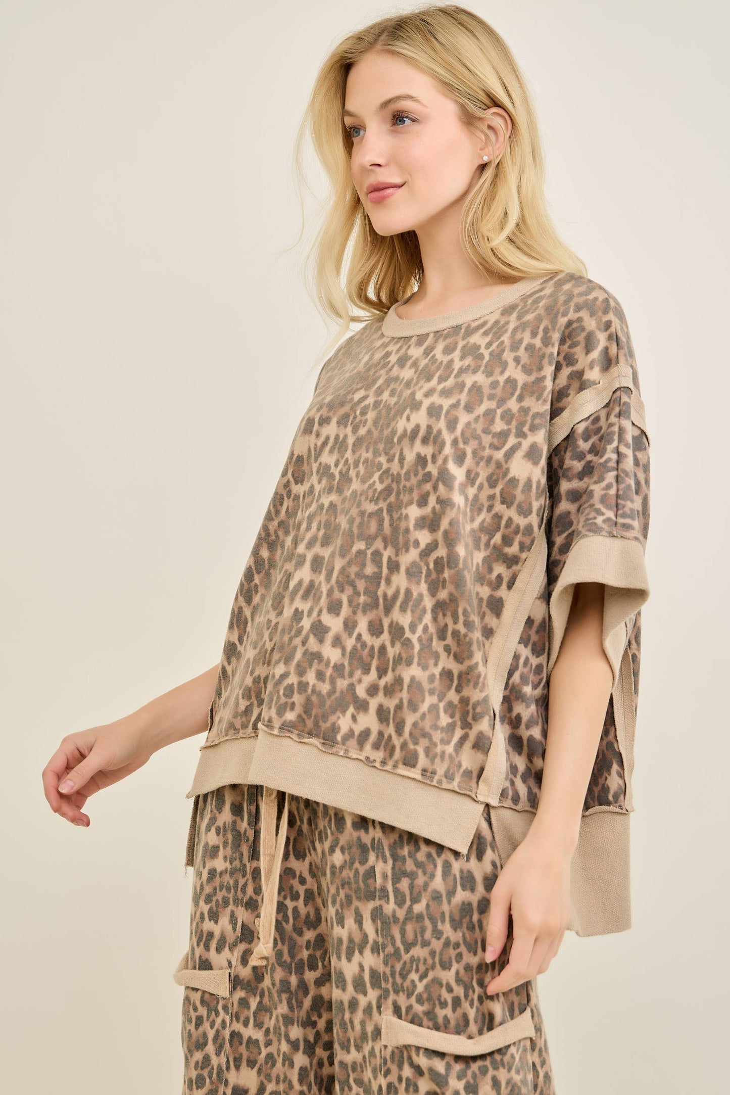 Leopard Terry Crewneck Top