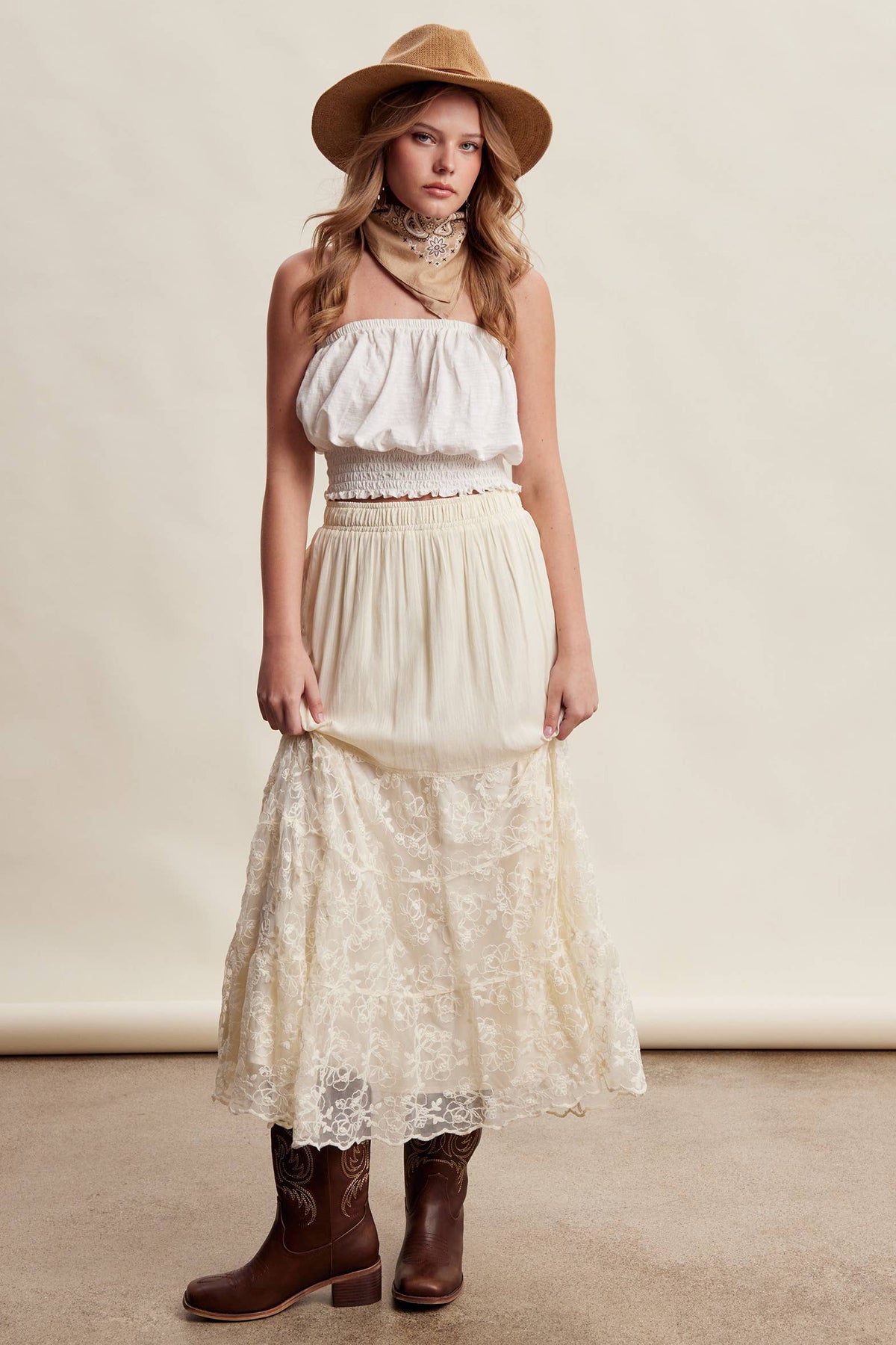 Lace Tiered Maxi Skirt