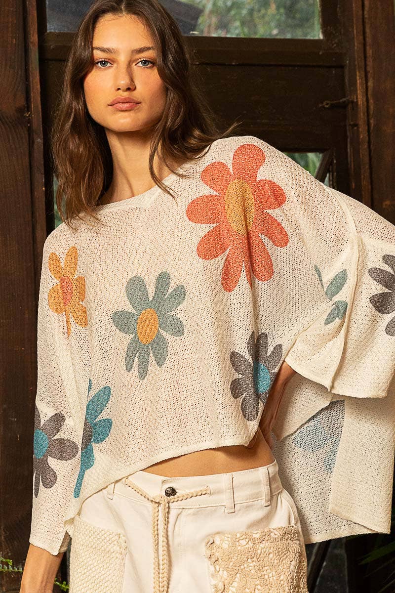 Charlie Colorful Flower Print Sweater