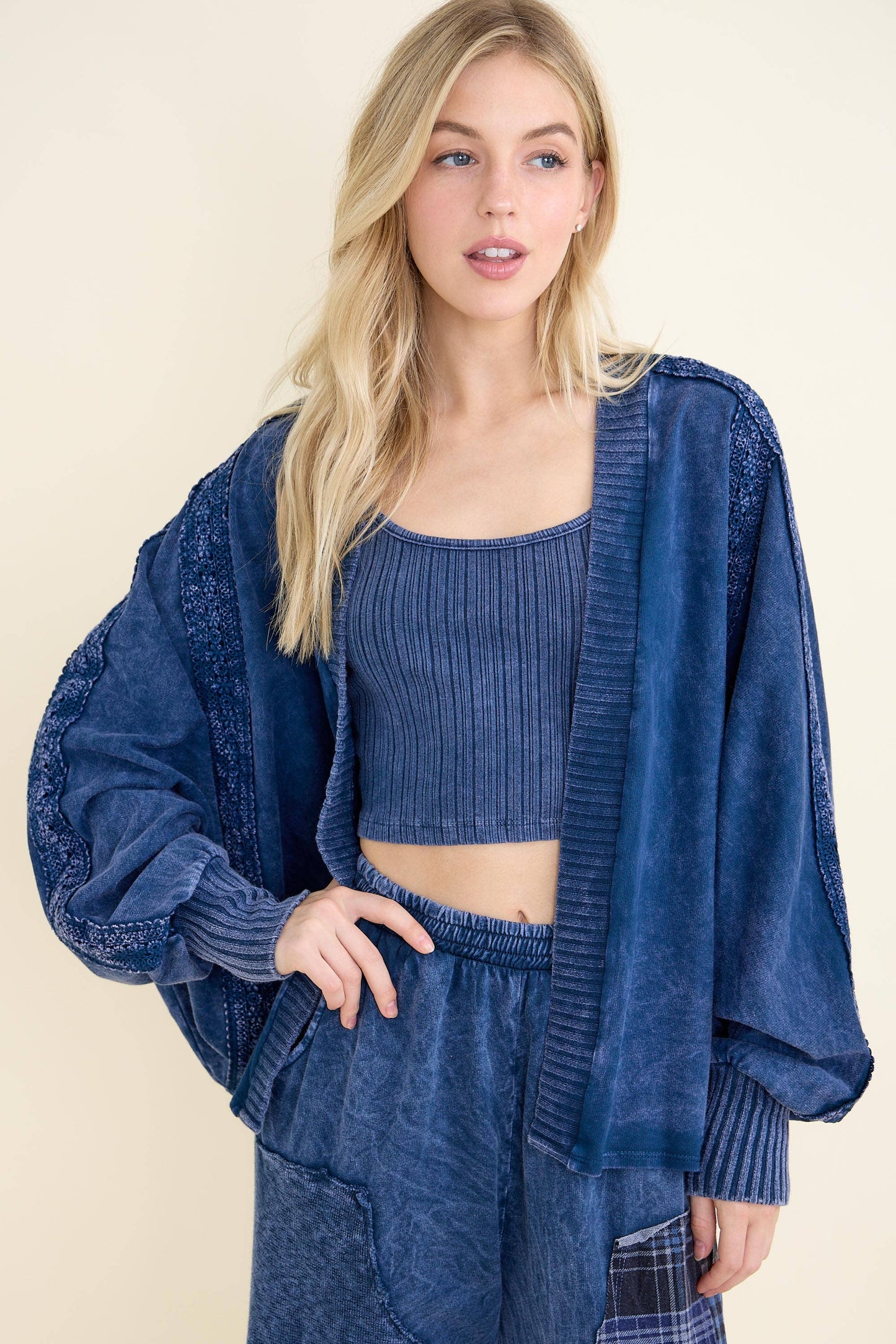 Mineral Washed Batwing Dolman Cardigan