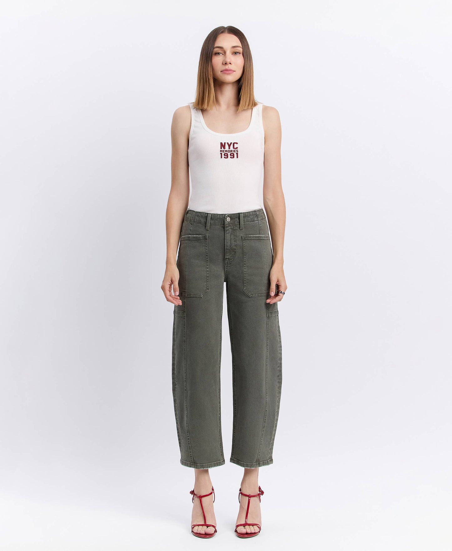 The High Rise Elastic Band Barrel Jean