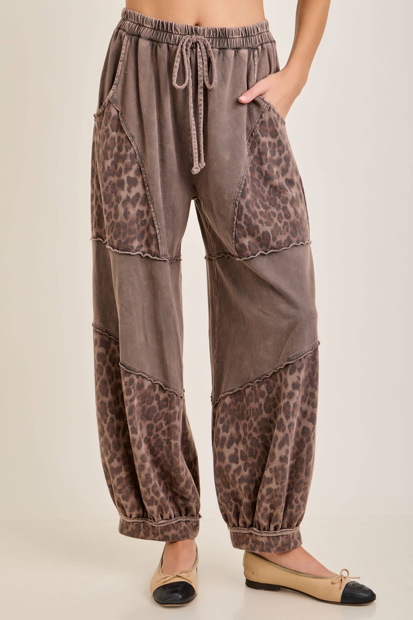 Mineral Washed Cheetah Leopard Balloon Pants