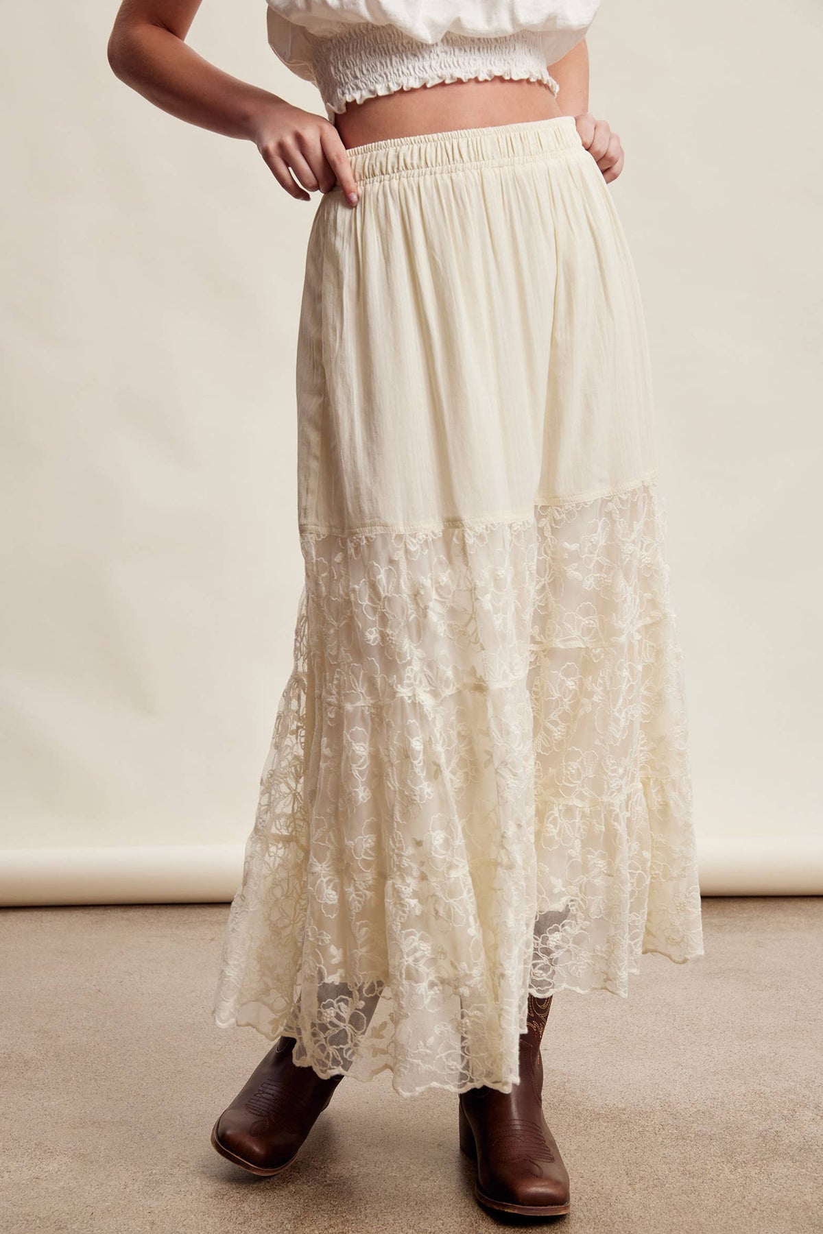 Lace Tiered Maxi Skirt