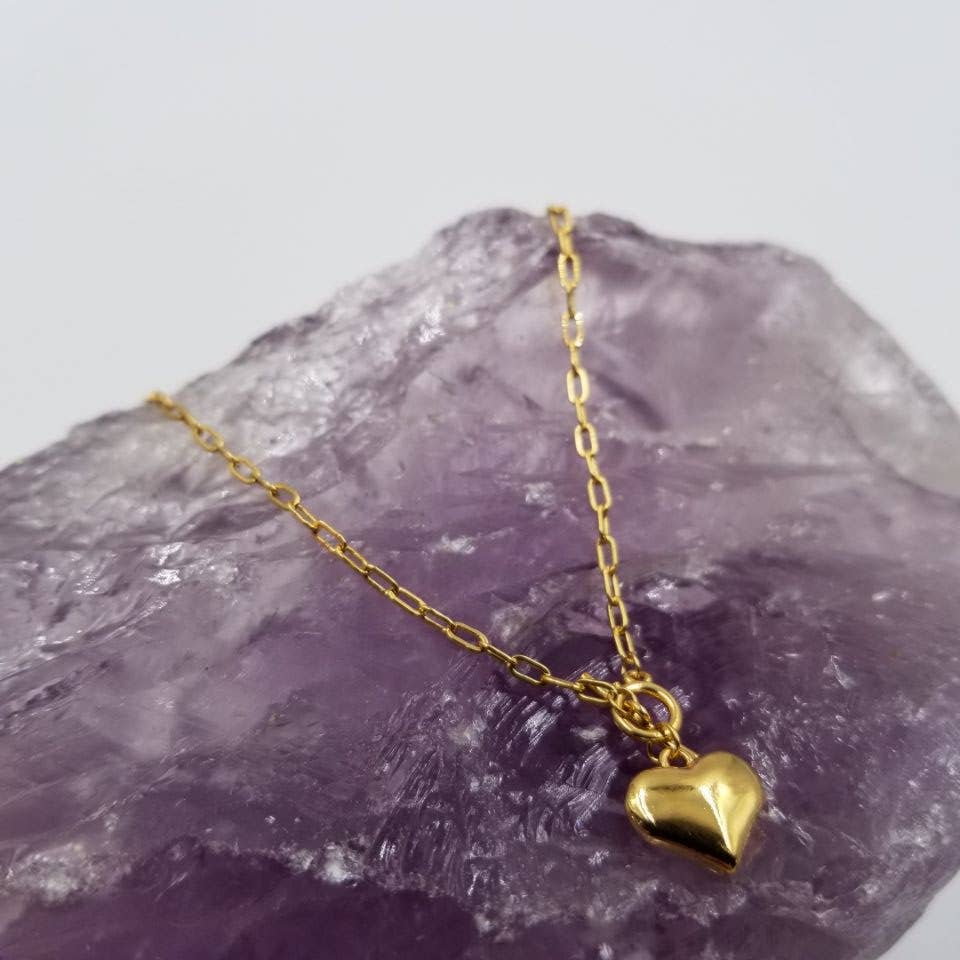 Puffy Heart Toggle Necklace