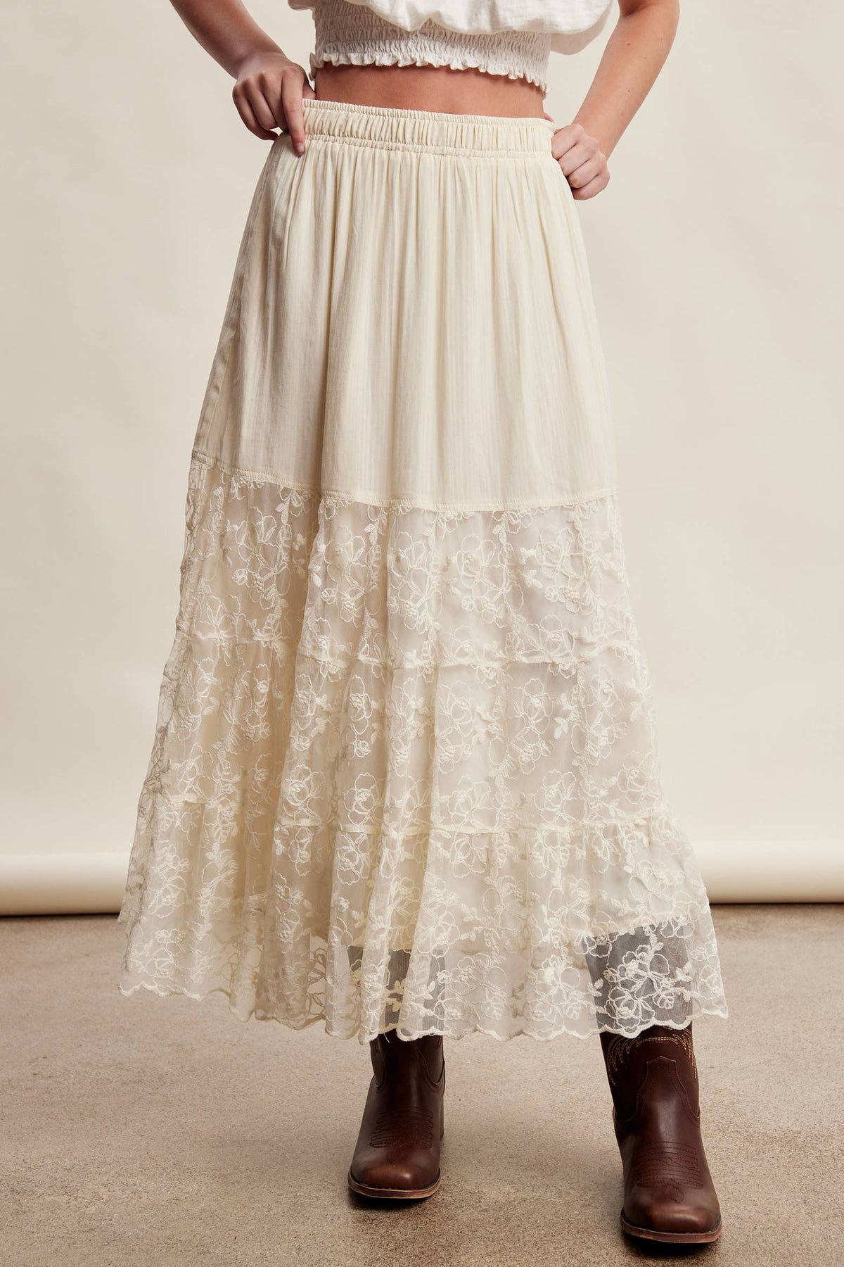 Lace Tiered Maxi Skirt