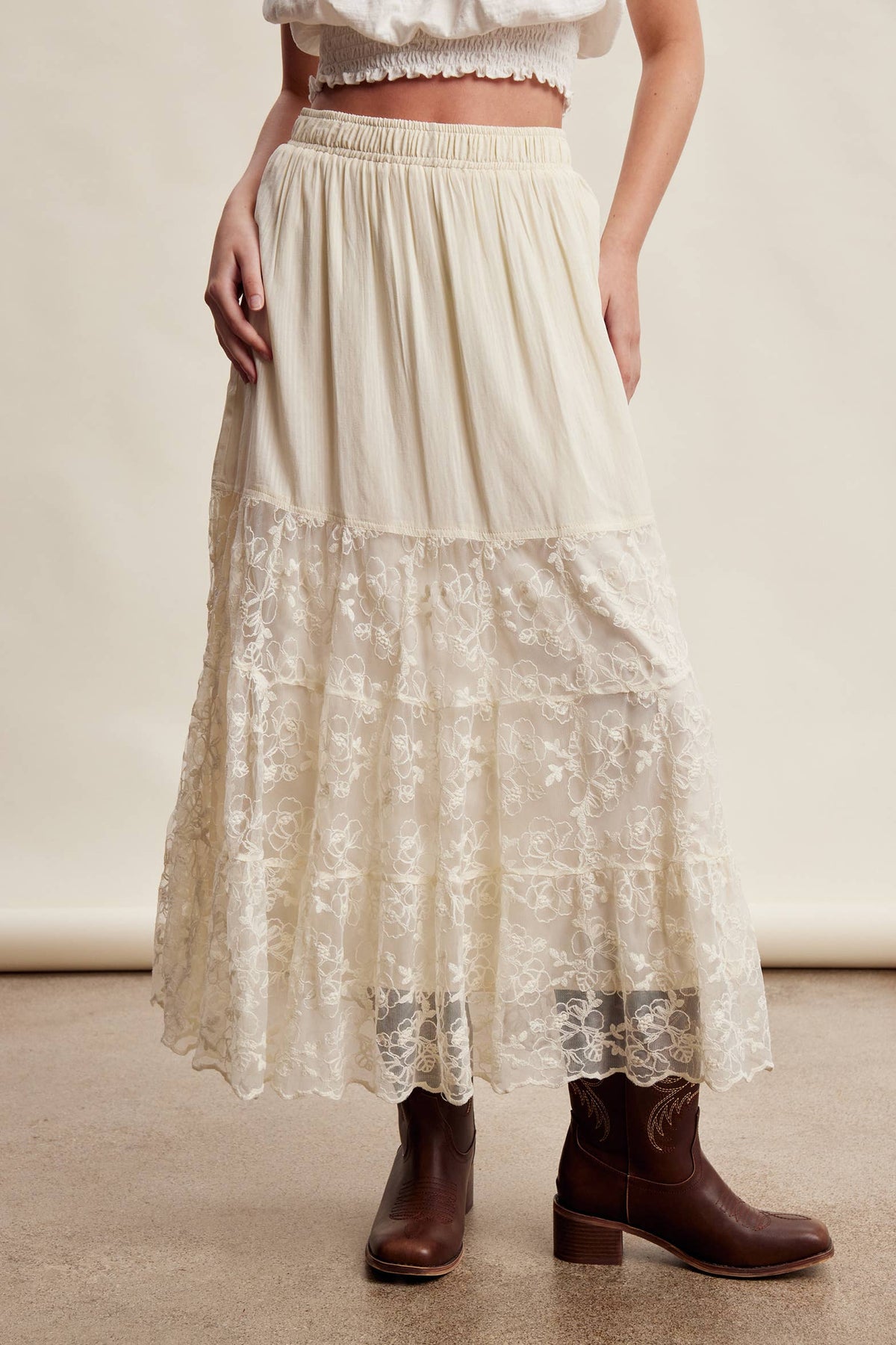 Lace Tiered Maxi Skirt