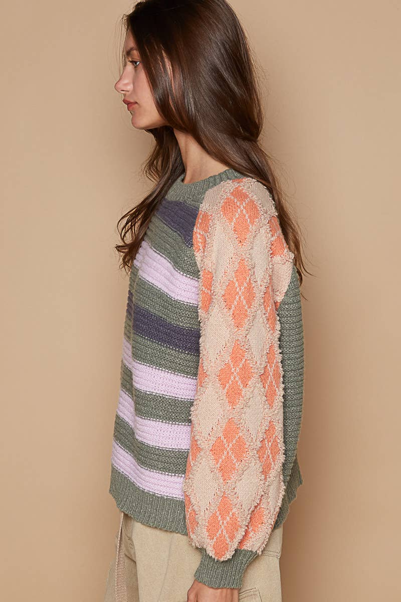 Heather Mixed Pattern Sweater