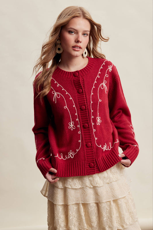 Krista Embroidered Floral Cardigan