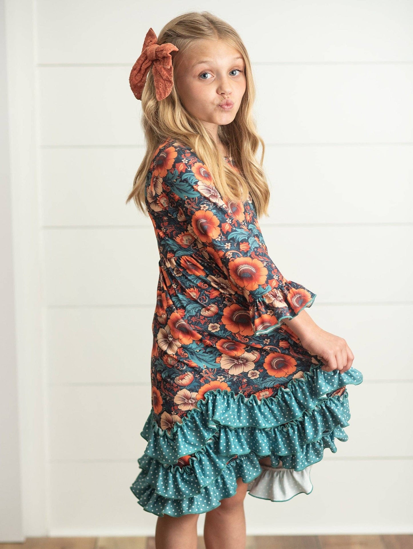 Vintage Floral Ruffle Dress