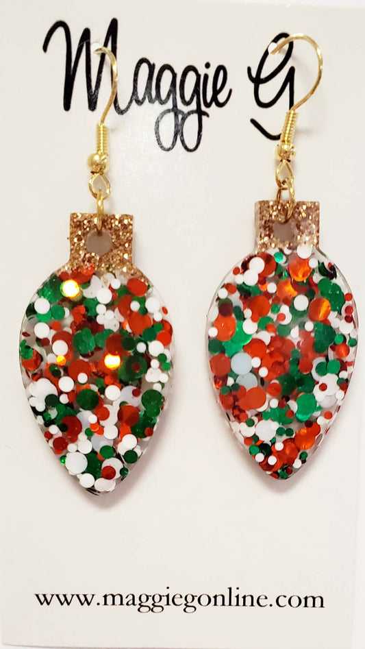 Christmas Light Bulb Glitter Earrings