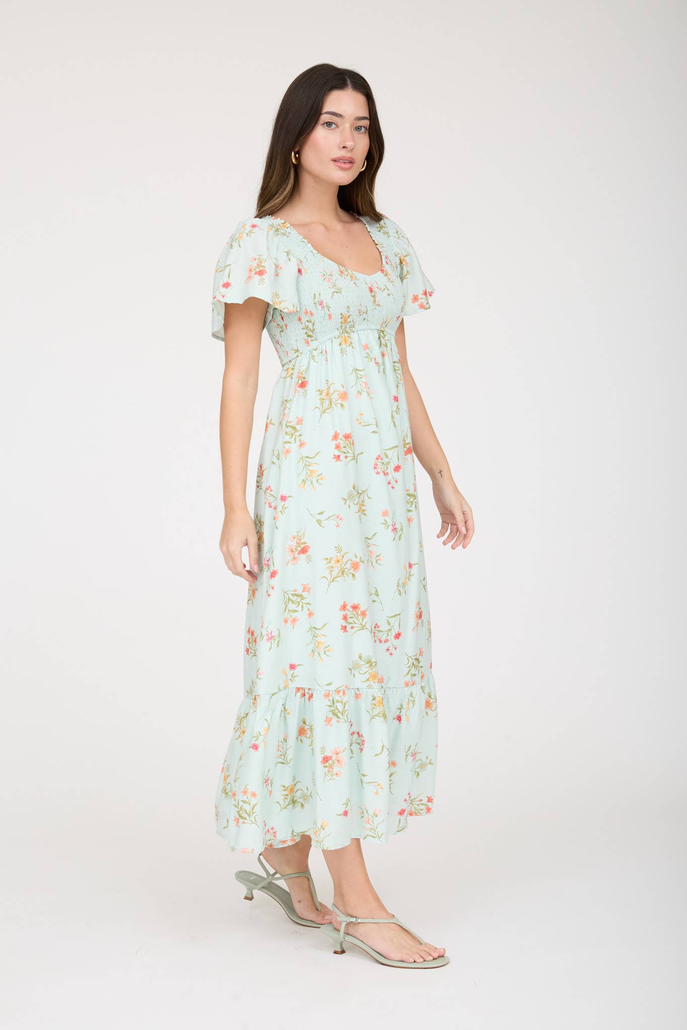 Lori Bell Sleeve Smocked Midi Dress