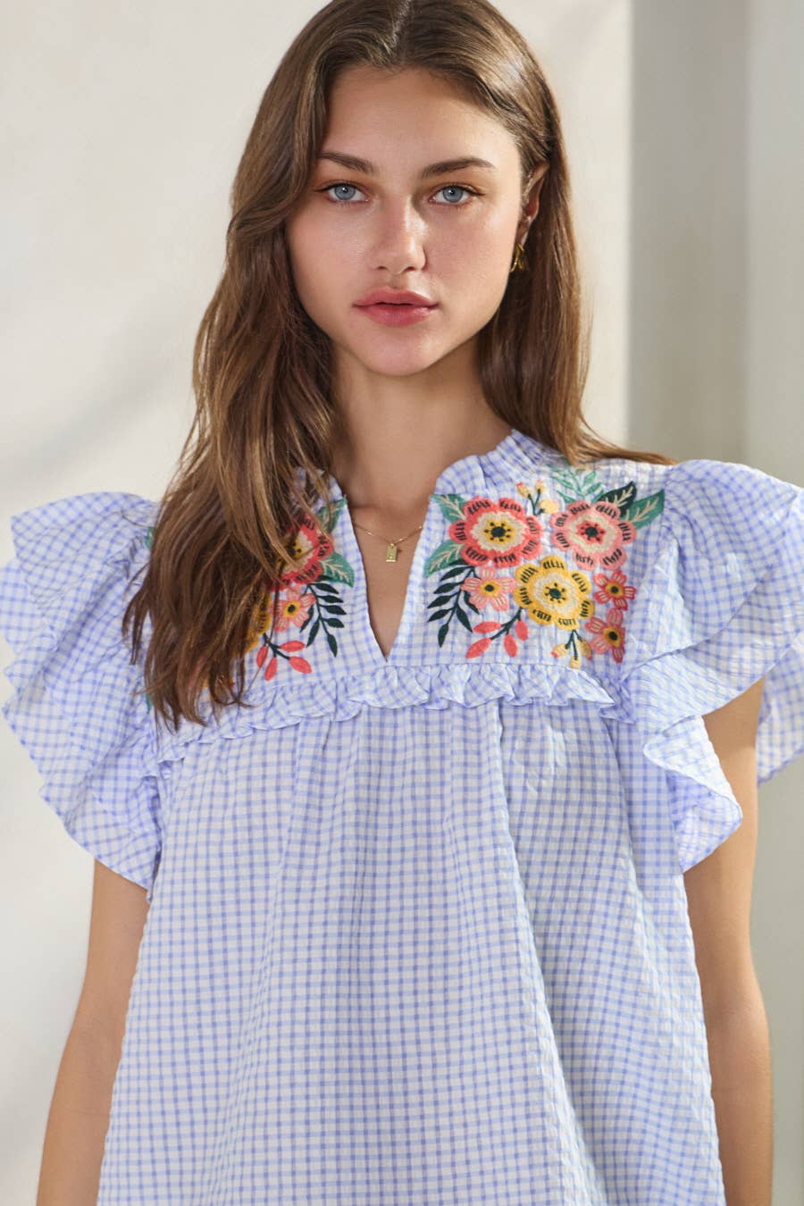 Mandi Seersucker Embroidered Top