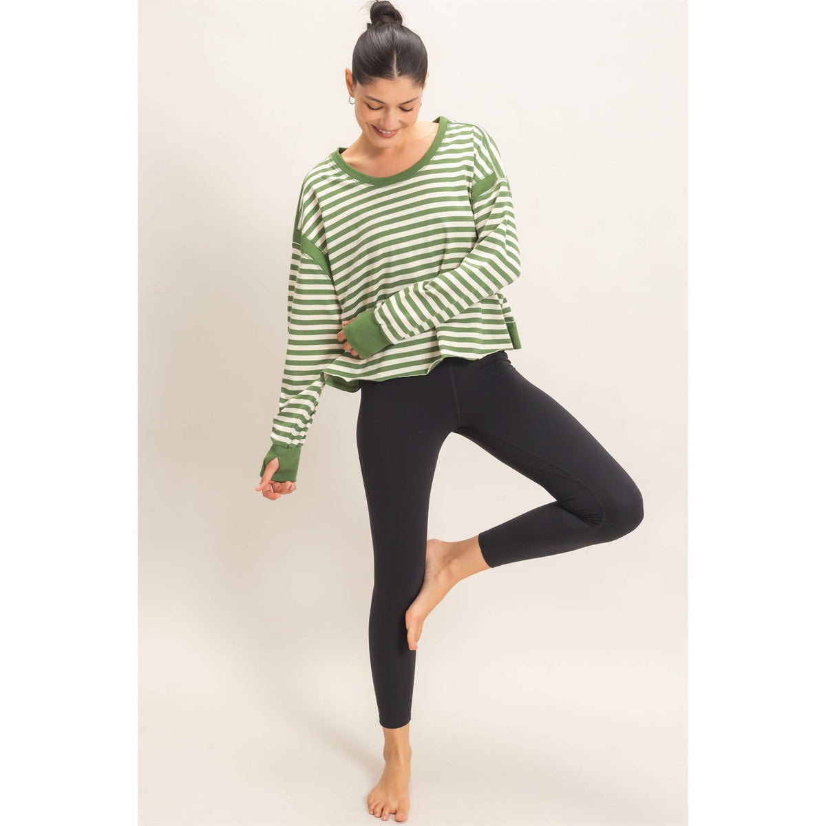 Striped Cross Detailed Open Back Top